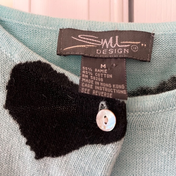 SML Design Cow Print Cardigan Sweater, size Medium - Picture 6 of 8